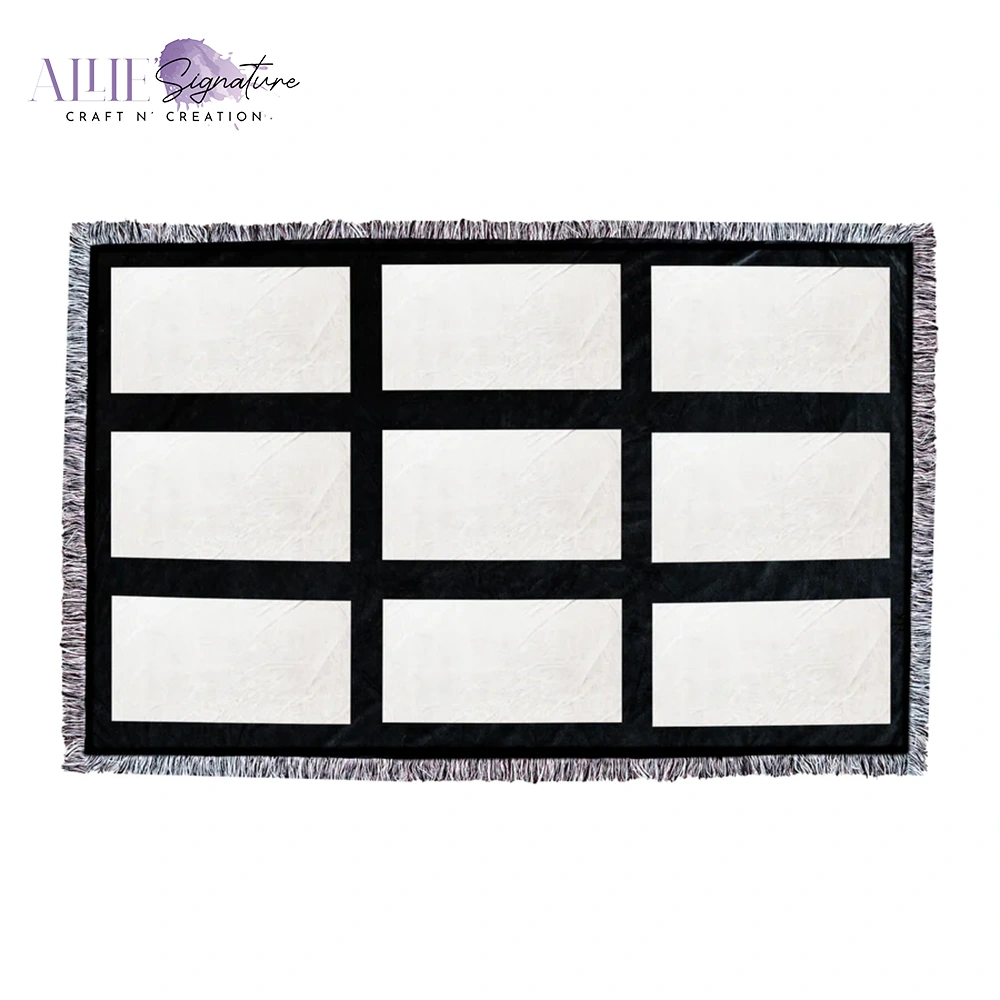 9-Panel Blank Sublimation Blanket - Black and White Tassels With White –  AllieSignature