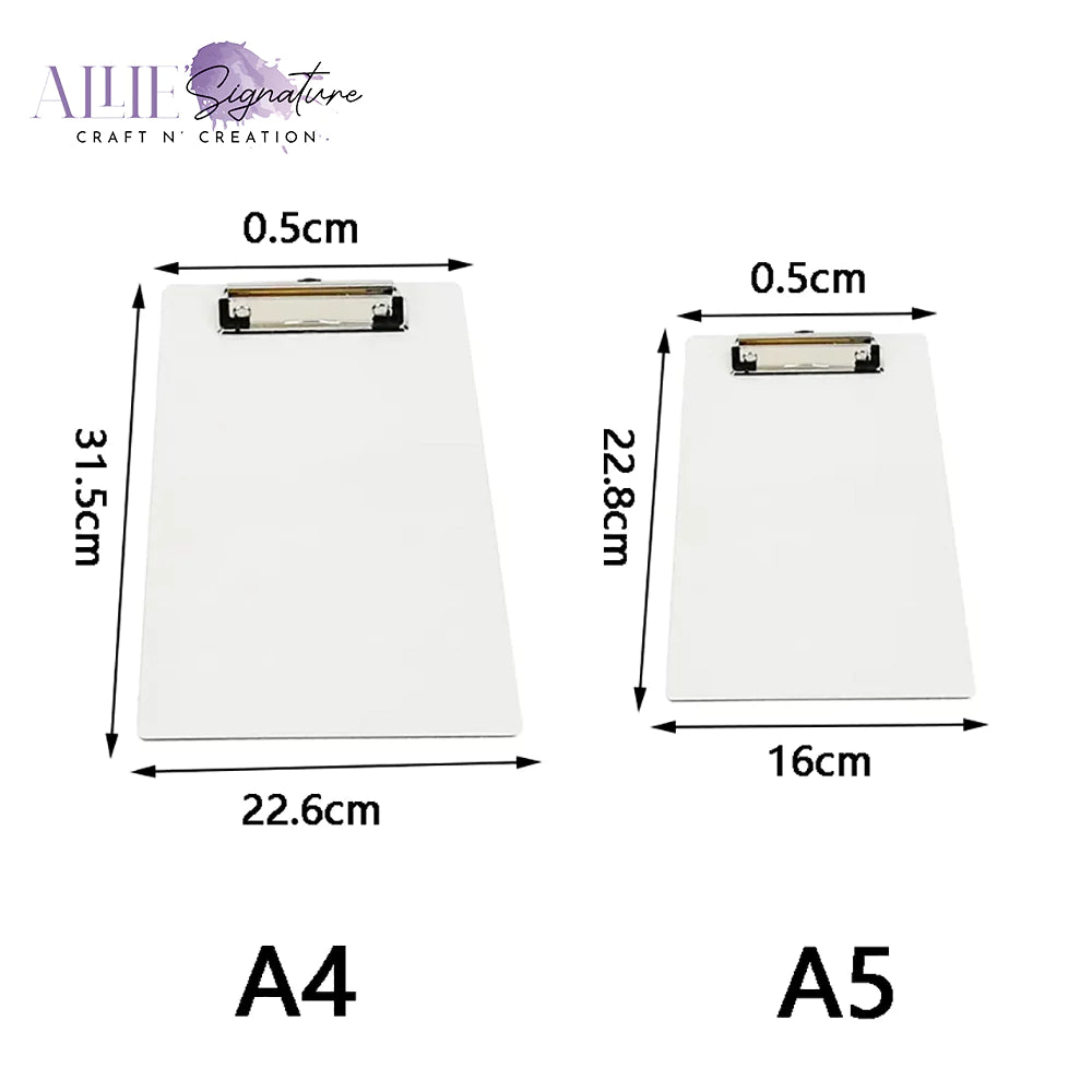 Sublimation PU Leather Clipboard with Metal Clip (White, A4 size