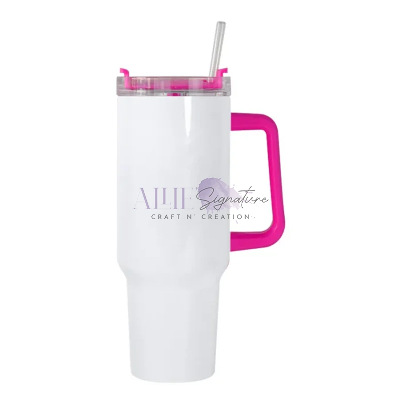 40oz White Sublimation Tumbler with Colored Handle – AllieSignature