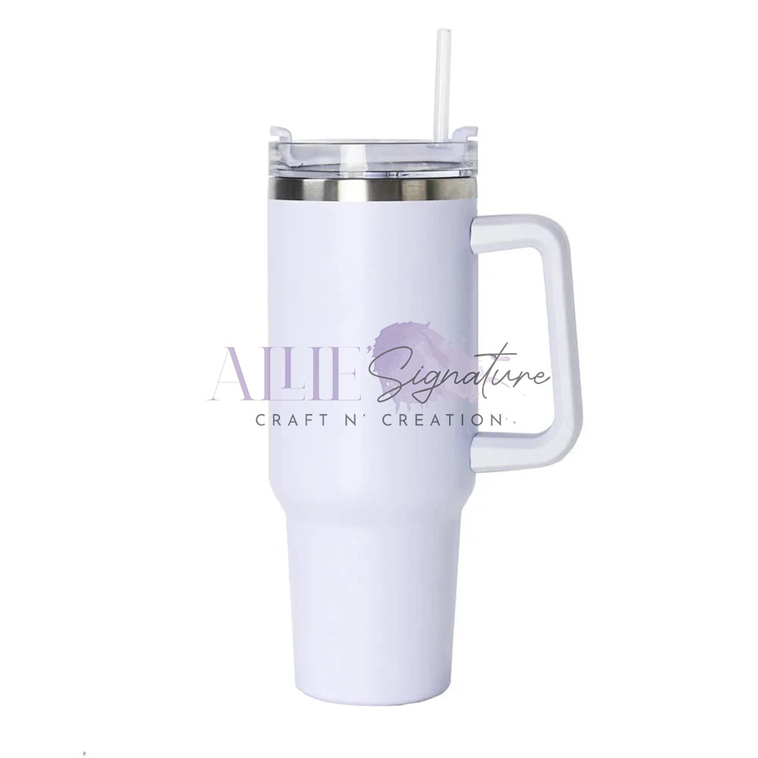 40oz White Sublimation Tumbler with Handle Stanley