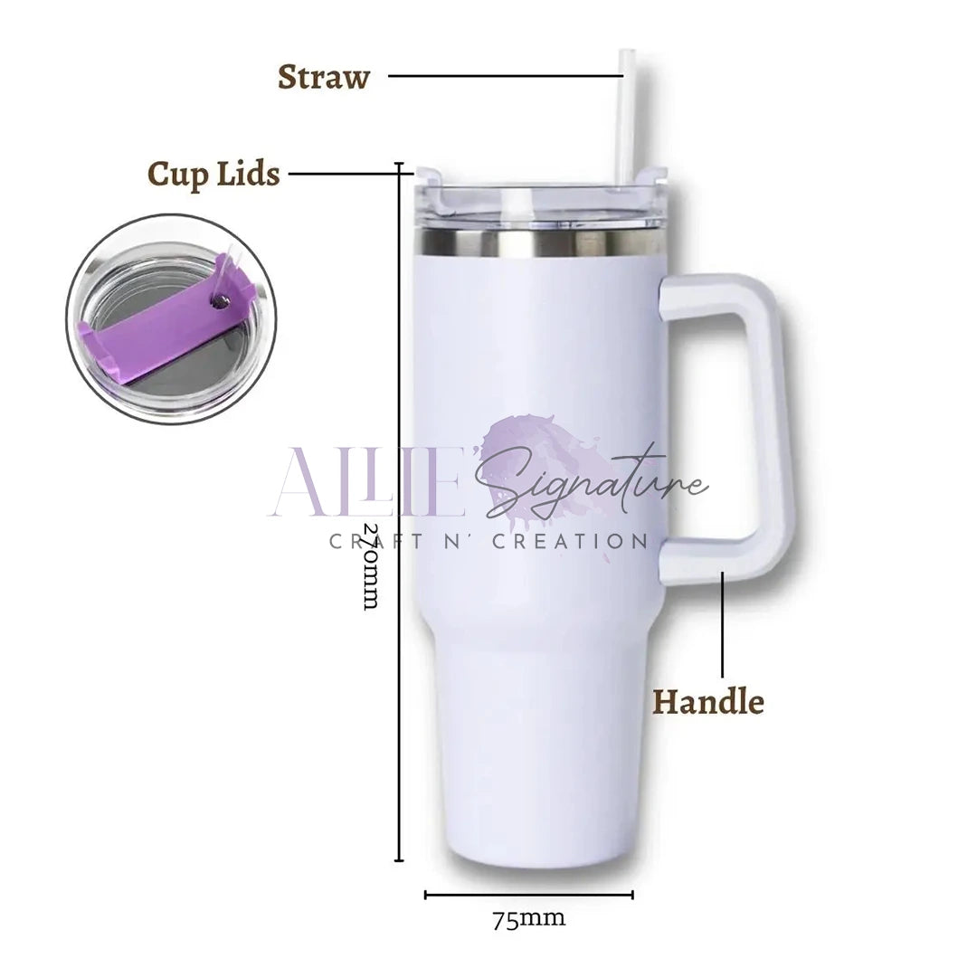 40oz White Sublimation Tumbler with Handle Stanley