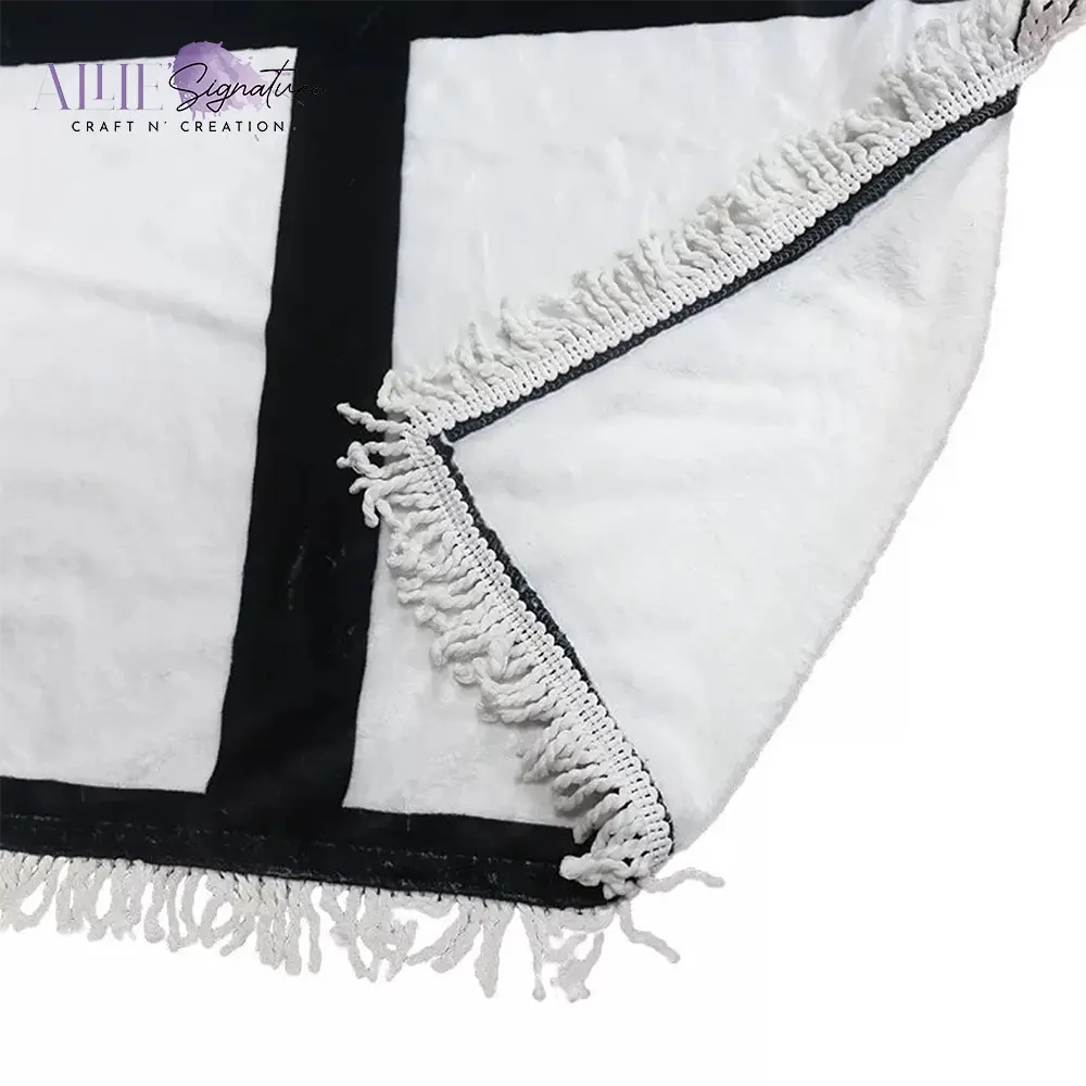 9-Panel Blank Sublimation Blanket - White Tassels With White Back