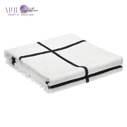 9-Panel Blank Sublimation Blanket - White Tassels With White Back