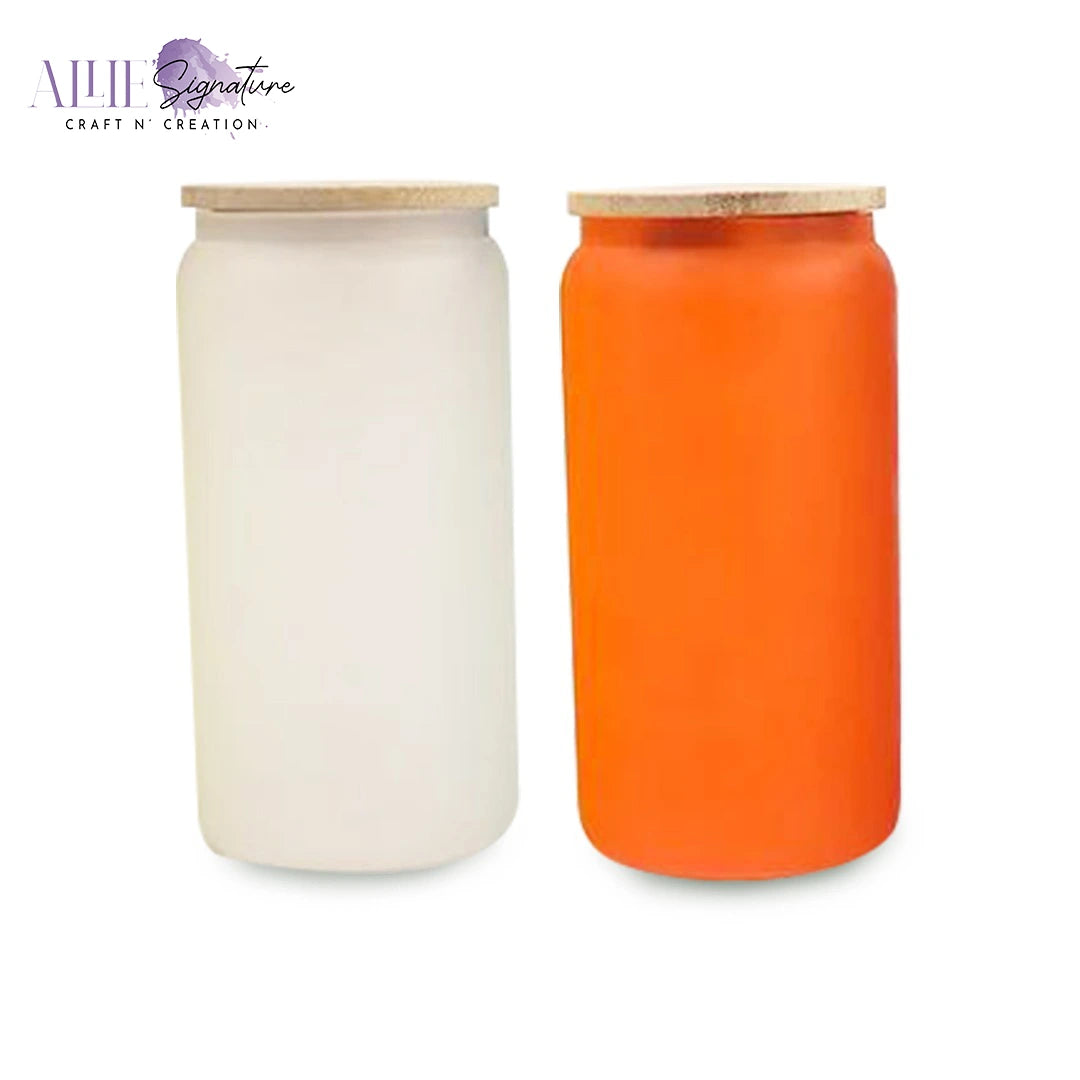 Frosted Glass Sublimation Tumblers With LidFrosted Glass Sublimation Tumblers With Lid - 16oz