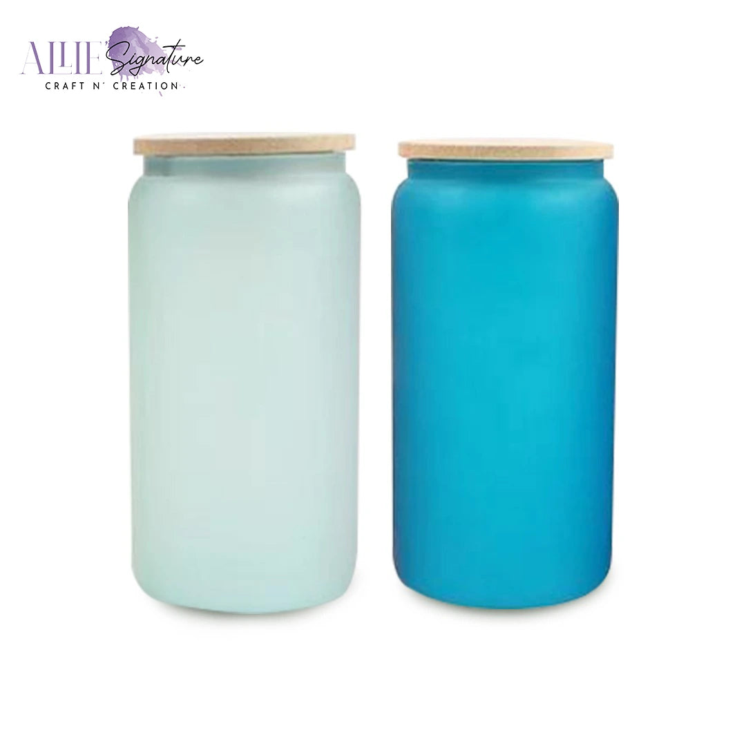 Frosted Glass Sublimation Tumblers With LidFrosted Glass Sublimation Tumblers With Lid - 16oz