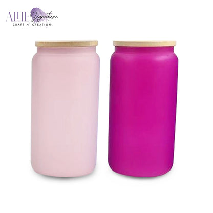 Frosted Glass Sublimation Tumblers With LidFrosted Glass Sublimation Tumblers With Lid - 16oz