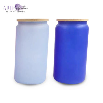 Frosted Glass Sublimation Tumblers With LidFrosted Glass Sublimation Tumblers With Lid - 16oz