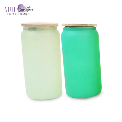 Frosted Glass Sublimation Tumblers With LidFrosted Glass Sublimation Tumblers With Lid - 16oz