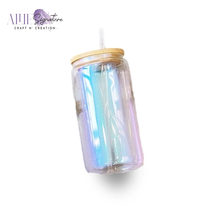 Iridescent Shimmer Glass Tumbler with Bamboo Lid