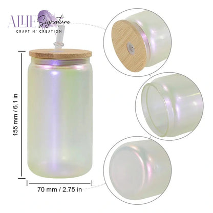 Iridescent Shimmer Glass Tumbler with Bamboo Lid