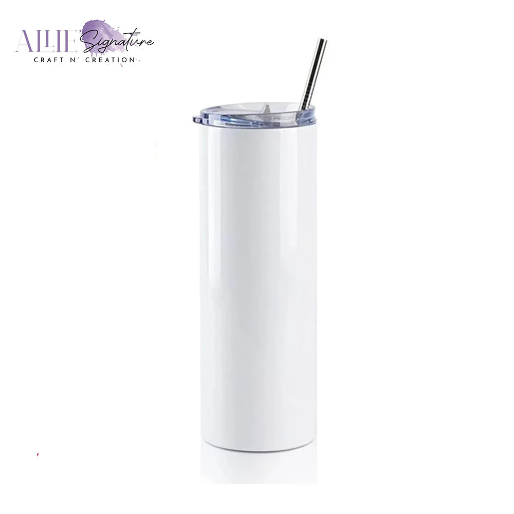 White Straight Stainless Steel Sublimation Tumbler