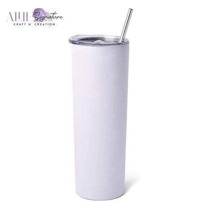 White Straight Stainless Steel Sublimation Tumbler